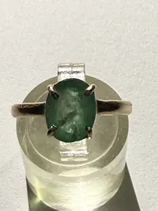 10 kt solid  yellow gold Columbian emerald ring, handmade yellow gold ring