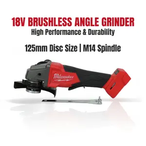 Milwaukee 18V  125mm Angle Grinder 8500 rpm, M14 for Cutting Metal & Masonry brushless  professional construction cut machine ideal tool power  tool high torque power tool