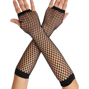 Lone Fishnet Gloves Fingerless For Women Fish Net Arm Sleeve Mesh Emo Goth Punk 80s Scene Accessories