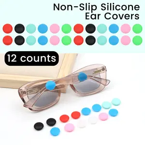 12 Counts Silica gel Eyeglasses Retainer, Multicolored Bean Anti-Slip Stoppers for Glasses Arms