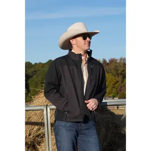 HOOEY JACKSON SOFTSHELL JACKET MENS HEATHER BLACK FULL ZIP JACKET WITH BLACK YOKE AND SLEEVES HJ169BK