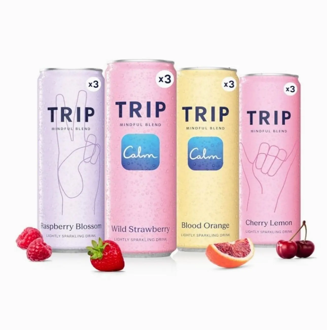 TRIP Lightly Sparkling Adaptogen Seltzer, Non-Alcoholic Mocktail with Magnesium, Ashwagandha, Lions Mane & L Theanine, No Added Sugar, Vegan, Citrus Berry Variety Pack, 12 Oz, 12Pk