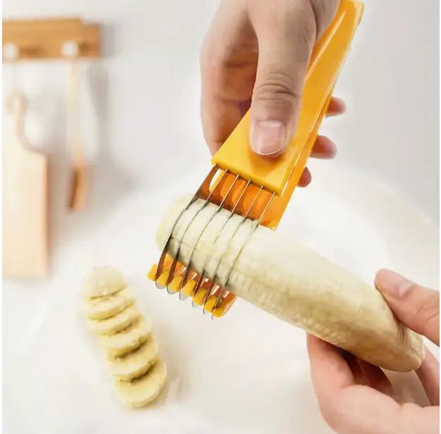 Bananas, Sausages, Ham – Same Tool – Creative PP Banana Slicer, Multi-Functional Kitchen Gadget for Fruit Splitter & Fruit Salad Slicer, Easy to Use