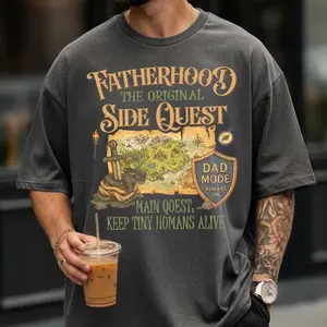 Comfort Colors DnD Fathers Day Comfort Color Shirt, Dungeons And Dragons Fan Shirt, Fatherhood Side Quest Tee, Funny RPG Dad Gift