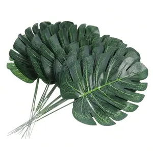 20pcs Artificial Tropical Bamboo Palm Leaves, Hawaiian Theme Party Decorations, Home Garden Decorative Fake Leaf Ornament, Summer Decoration