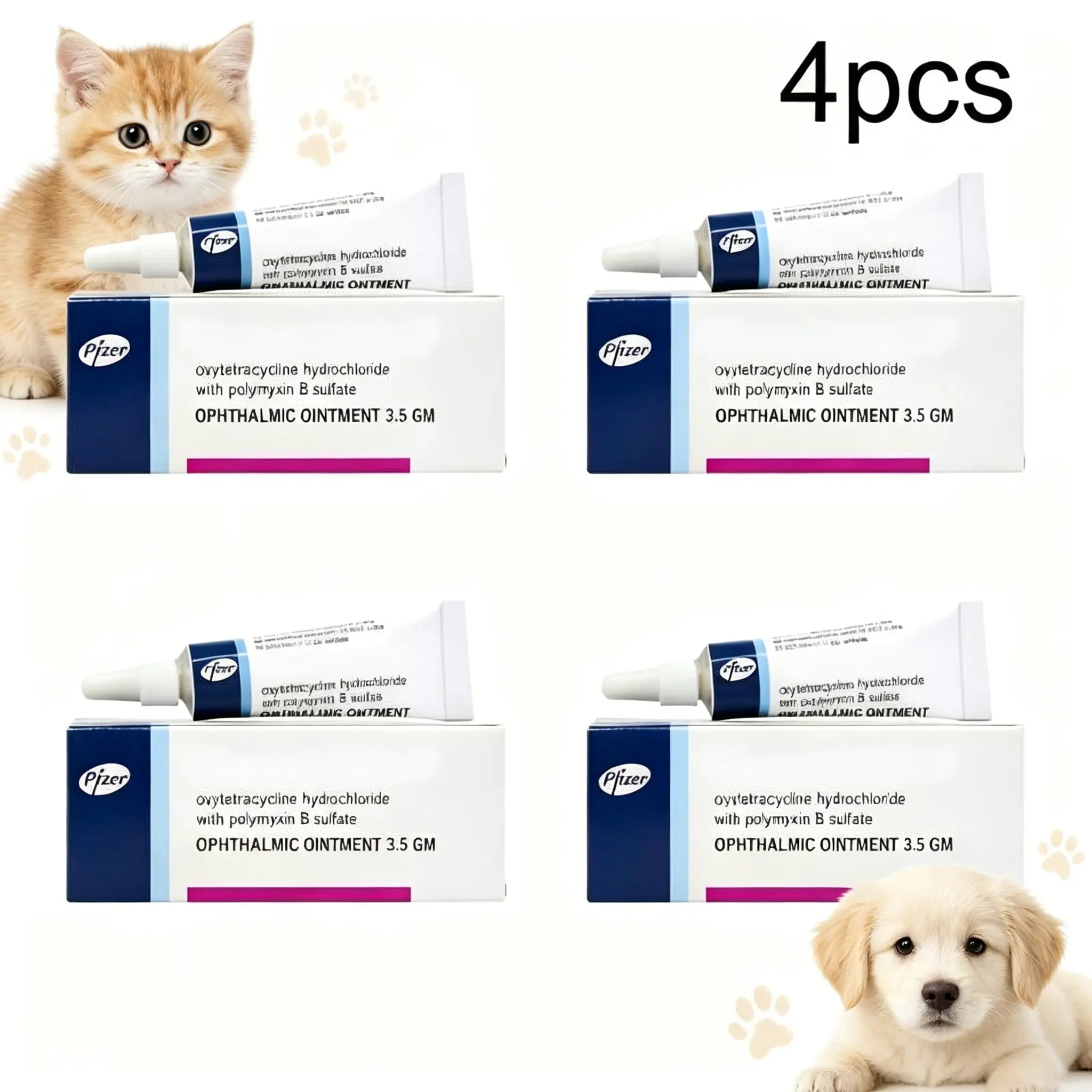4PCS Pet Eye Care Ointment - Gently Cleans Eyes and HelpsReduce Tear Stains for Dogs & Cats, Must-Have GroomingAccessory
