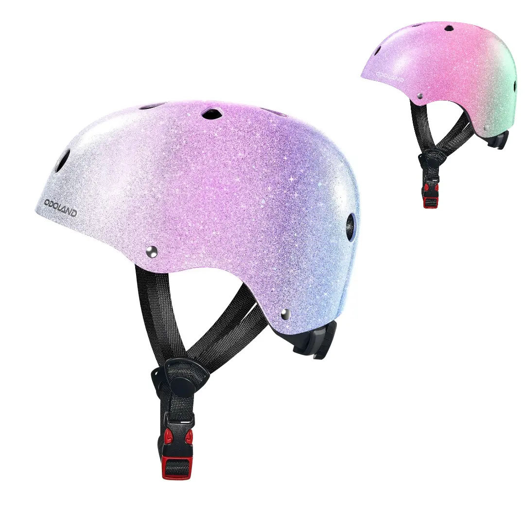 Odoland Kids Bike Helmet, Boys and Girls Sparkling Bicycle Helmet for 5-10 Ages, Suggested Fit 48-55cm, Multi-Sports Adjustable for Skating, Cycling, Skateboard Helmet