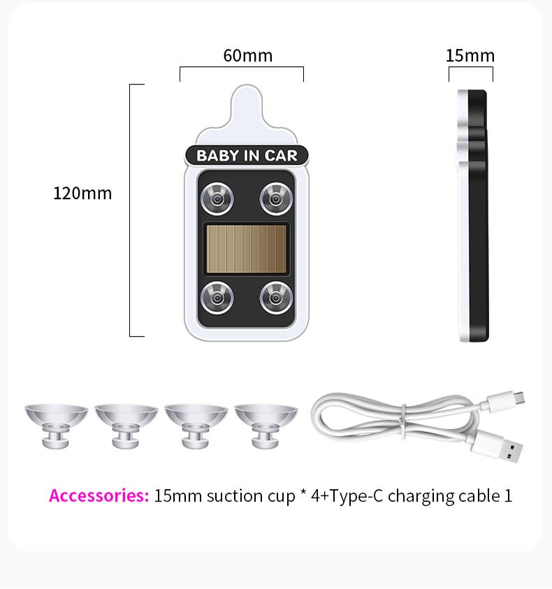 Car Baby Bottle Light Solar LED Decorative Warning Light, Triangle Window & Rear Window Interior Ambient Light, Baby On Board