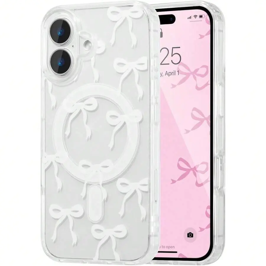 MagSafe-Compatible Bow Ribbon Cellphone Casing - TPU Phone Accessory for iPhone 13, iPhone 14 & More, Slim, Anti-Yellowing, Shockproof Protection for Women with Cute Color Options