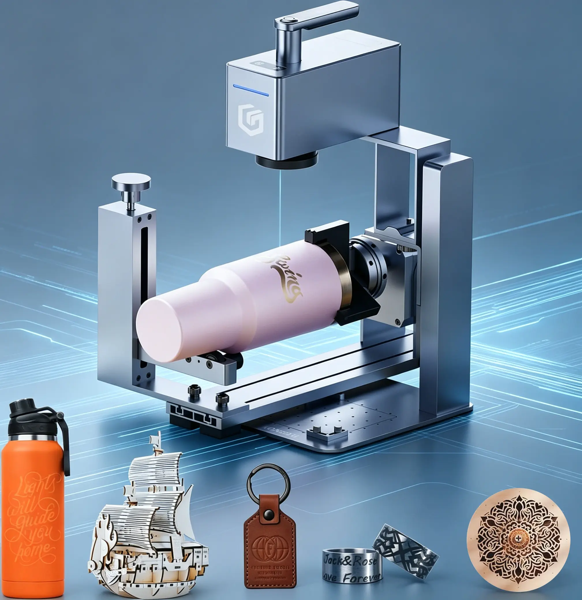 Portable Laser Engraver Cutter - Longer Nano Pro, 4-in-1 Rotary Extension, 12W 5000mm/s High-Speed Tool for Wood, Acrylic, Metal (Computers & Office Laser Printer Equipment)