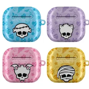 Monster High AirPods Case, Spooky Skull Girl Aesthetic Protective Cover for AirPods Gen 1, 2, 3, 4, AirPods Pro 1, 2, 3 Shockproof Durable Case, Trendy Gift for Women Girls