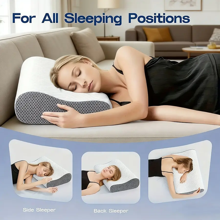 Memory Foam Neck Pillow 1pc, Supportive Bolster, Support for Neck and Shoulder, Suitable for Side and Back Sleeping Positions