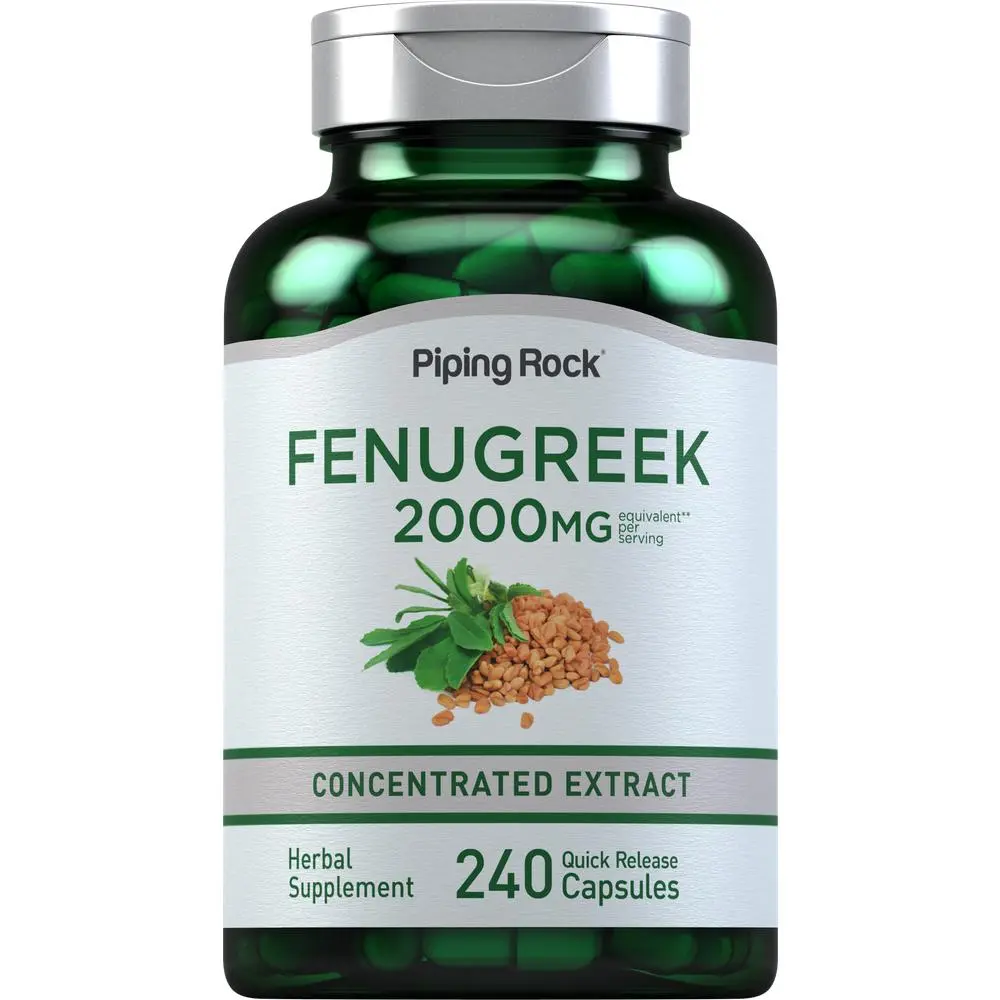 Piping Rock Fenugreek Capsules - 2000mg - 240 Pills - Concentrated Seed Extract - For Women & Men - Non GMO, Gluten Free Supplement