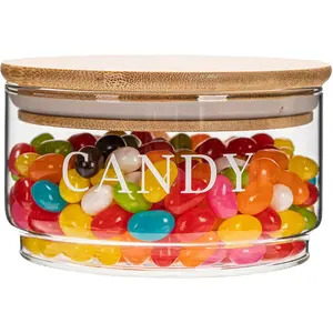 11oz Glass Candy Dish with Lid Covered Candy Bowl Decorative Cookie Jar Clear Salad Bowl Buffet Storage Container for  Kitchen Coffee Table Office Desk and Party Wedding