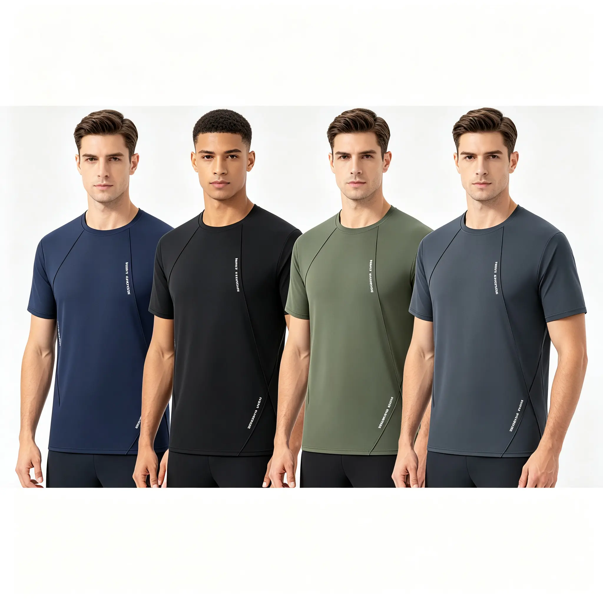 Men's 3-Pack Athletic Polyester Shirts, Quick-Dry Crew Neck Performance Tops for Workout & Jogging, Polyester Shirt, Athletic Look