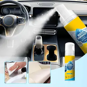 4-in-1 Multi-Enzyme Foam Cleaner Spray, Car Interior Cleaner Kit with Sponge & Towel, All Purpose Deep Cleaning Foam for Leather Seats, Dashboard, Windows, Kitchen Grease, Bathroom Tiles & Sofa Upholstery 150ML