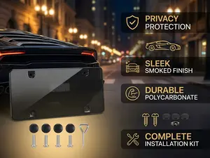 2 Pack License Plate Cover for US Standard Plates, Durable Front and Rear Plate Protector with Weather and Scratch Resistance, Includes Mounting Screws and Caps for Secure Fit