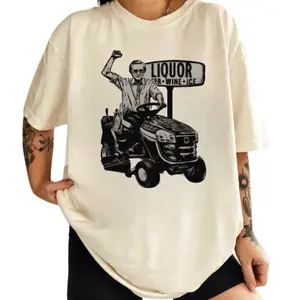 Liquor Store Lawn Mower T-Shirt - Funny George Jones Tribute, Perfect Gift for Country Music Fans, Unisex Vintage Tractor Design Tee for Men and Women