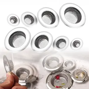 Set of 8 Heavy Duty Stainless Steel Kitchen Sink Drain Strainer, Bathroom Hair Catcher Shower Drain Cover, Sink Tub Drain Stopper, Wash Basin Floor Drain, 1.5 To 4.45 Inch Diameter Rim