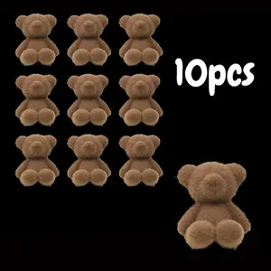10 Mixed Mini Teddy Bear Figurines, Plush Animal Beads for DIY Crafts, Handmade Christmas Gifts, Party Decorations, Creative Gift Set