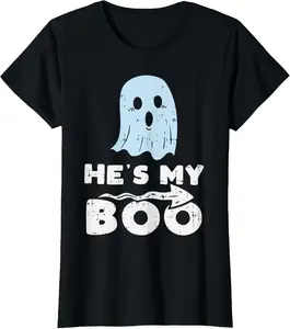 Cotton(pure) Hes My Boo Cute Matching Couple Halloween Costume Girlfriend T-Shirt