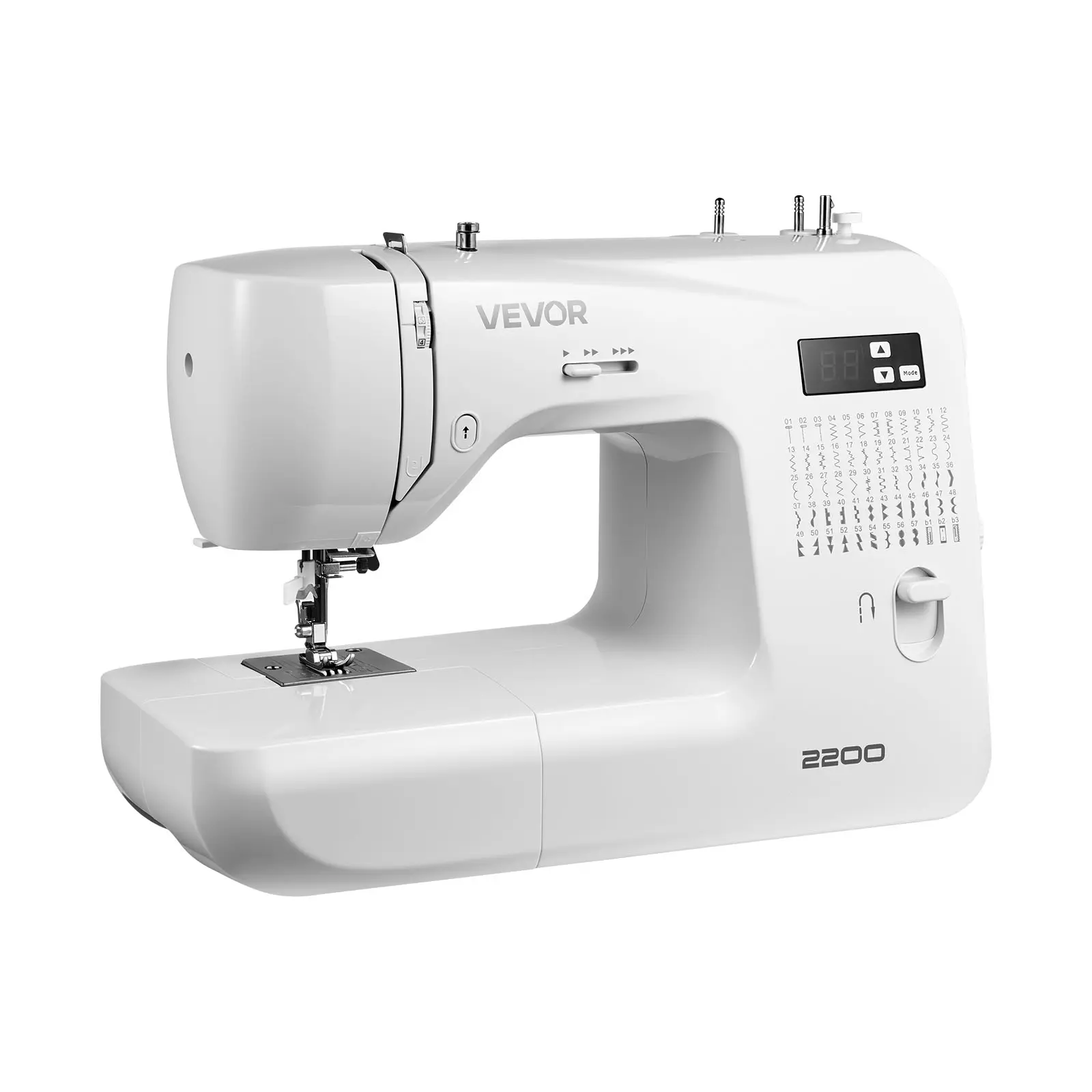 VEVOR Multifunctional Home Sewing Machine - Beginner Digital Heavy-Duty Tool with 60 Stitch Apps, LED Display, Foot Pedal, LED Light, Stainless Steel Metal Frame, Powerful Motor, Free Arm for DIY Sewing, Mending (Sews 6 Denim Layers)