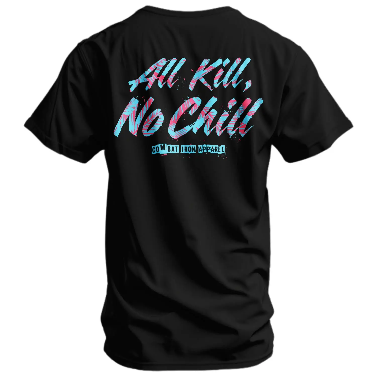 COMBAT IRON Men's T-Shirts All Kill No Chill, Short Sleeve Round Neck Menswear Tops, Pre-Shrunk Fit with No-Sag Collar for Training