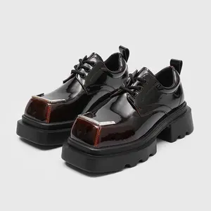 Men’s Chunky Derby Shoes – Square Toe Platform Dress Shoes, Casual Versatile Style for Daily Wear 3133