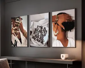 Urban Black Girl Wall Art: Set of 3 Feminine