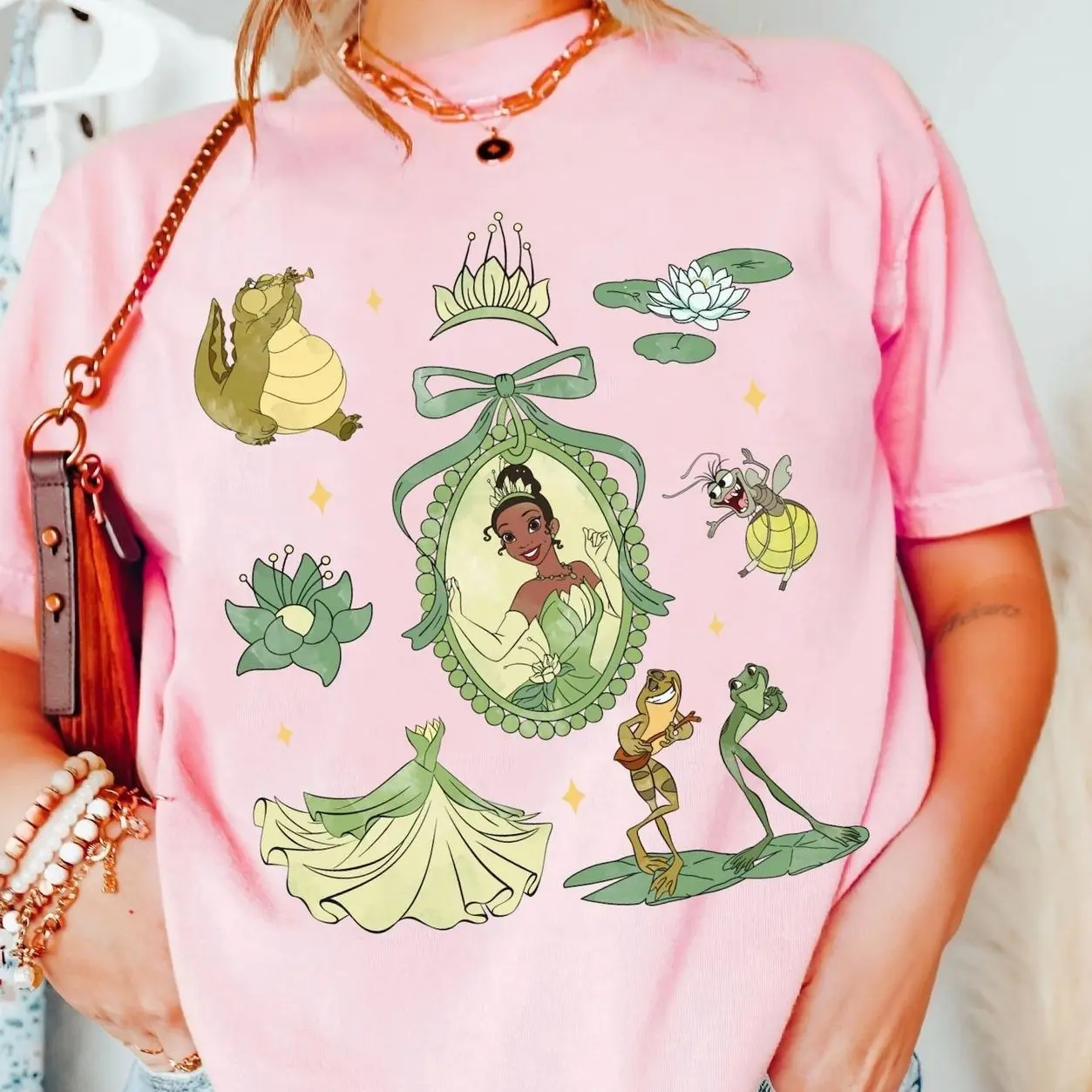 Tianna Princess Coquette Bow T-shirt, The Princess And Frog Shirt, Cute Princess Shirt, Girls Trip Shirt