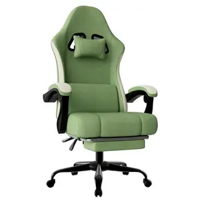 【Bellemave】Ergonomic High Back Gaming Office Chair - Adjustable Lumbar Support & 3" Seat Height, 90-120° Reclining Backrest with Retractable Footrest, 360° Swivel, Racing Style for Home Office