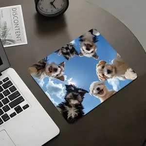 Cheerful Cute Dog Group design Square Gaming Mouse Pad, Stylish Desktop Protector with Non-Slip Rubber Edges, Small Size for Laptops and Desktops, Ideal Gift for Kids and Gamers