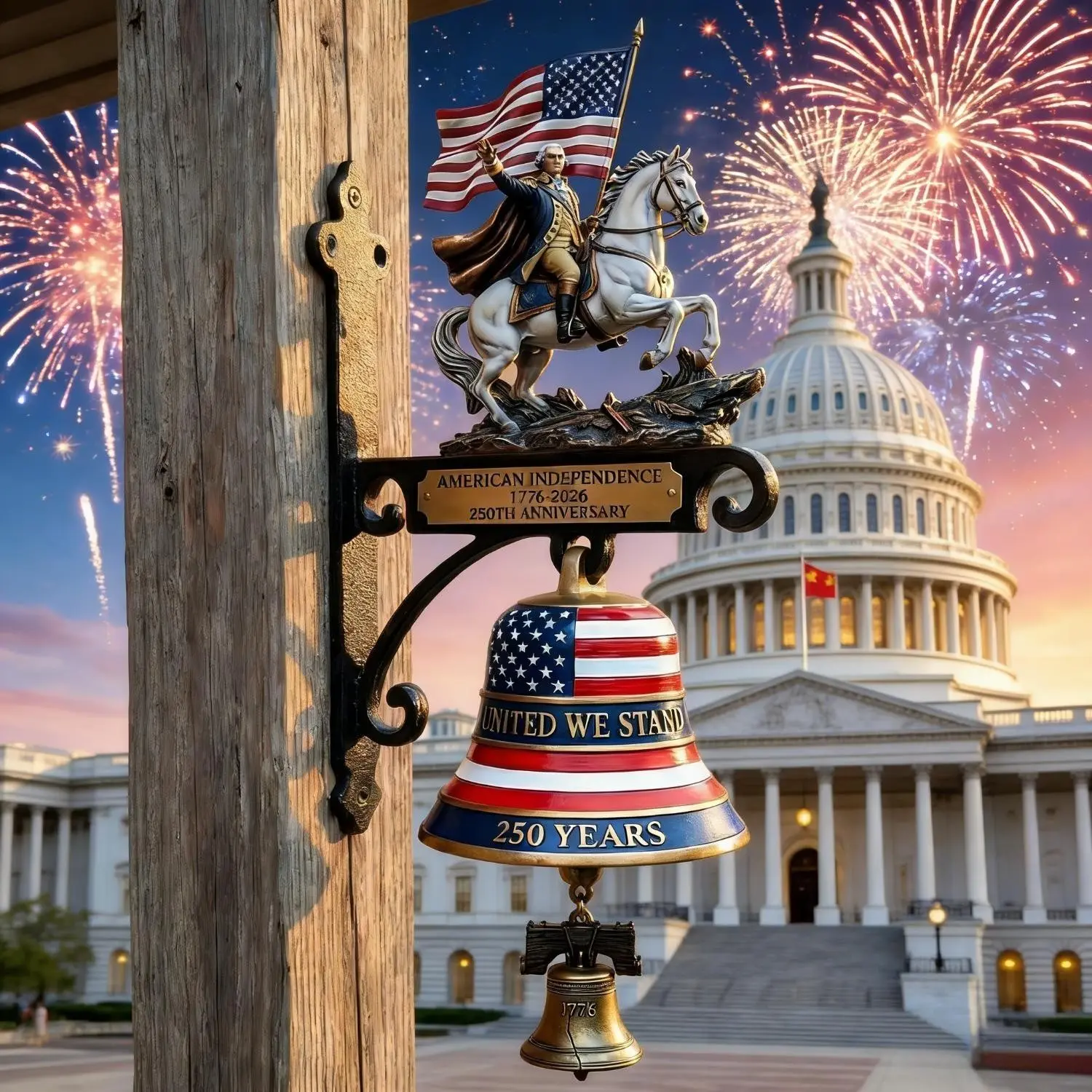 1 Pcs 3D Metal Decorative USA 250th Wall Bell – Loud Vintage Doorbell Chime for Front Door, Great Gift for Proud Americans – Buy 2 for Your Neighbor & Save! 🔔🇺🇸