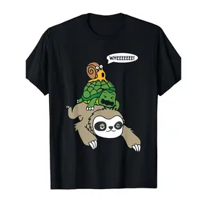 Funny Sloth Riding Turtle & Snail Graphic T-Shirt