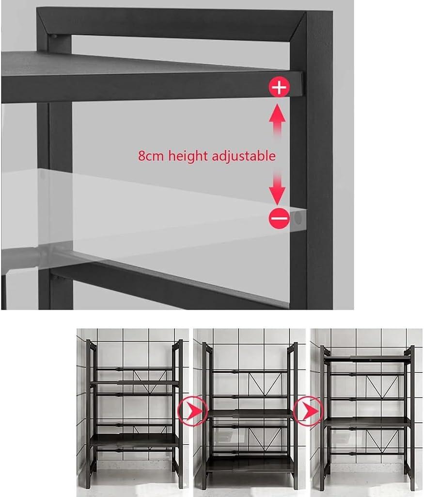 Microwave Oven Rack, Microwave Stand,Adjustable Shelf with 6 Hooks, Microwave Ra