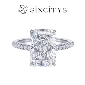 Sixcityspackage 4CT Radiant Ice Flower Cut CZ Ring - Classic, Fashionable, and Elegant Everyday Ring for Women, Perfect for Wedding, Anniversary, or Birthday Gifts