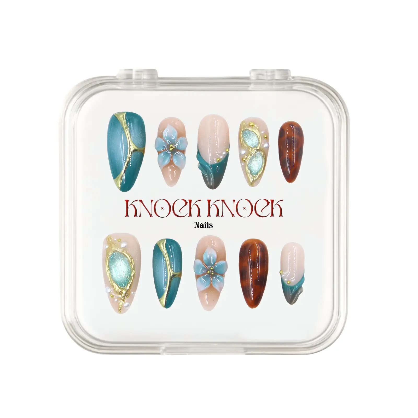 KNOCK.KNOCK NAILS 2026 |  Peacock Eye｜10PCS 100% Handmade Press-on Nails