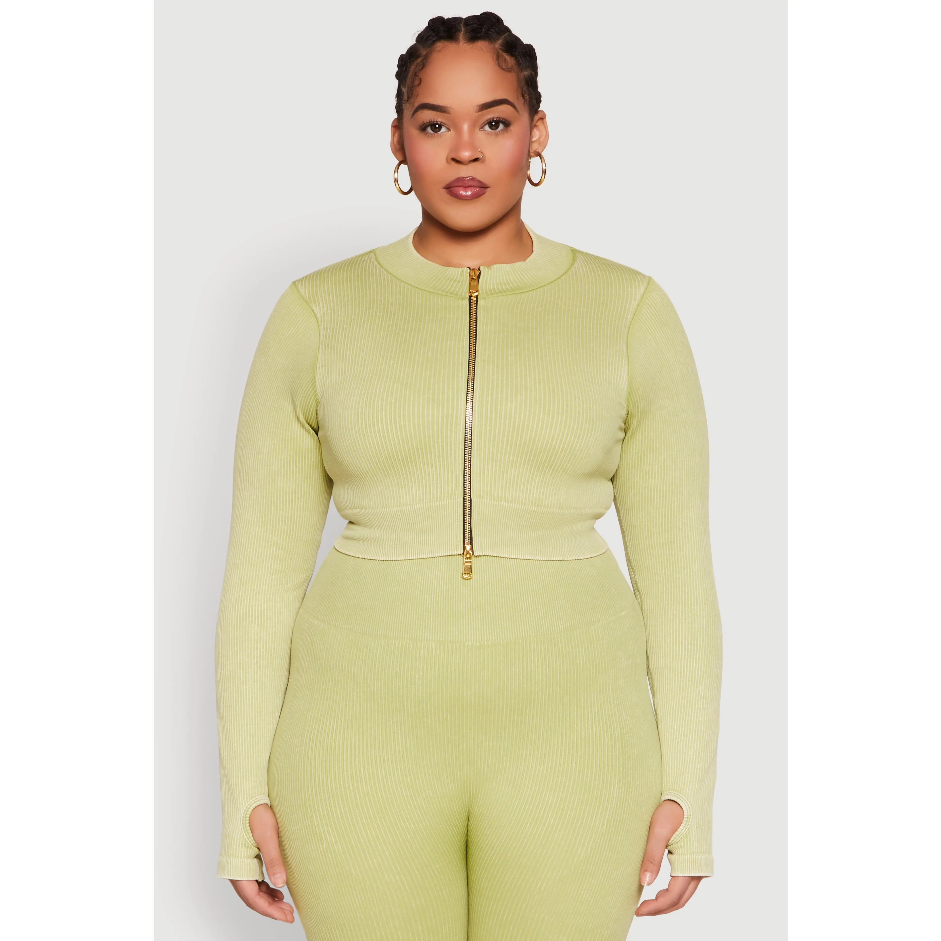 Plus Size Daisy Acid Wash Track Jacket