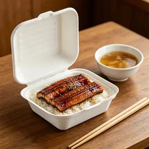 Disposable Takeout Box with Lid, Shell Shape Plastic Hinged Container, Microwave and Refrigerator Safe, Ideal for Restaurants and Home Kitchen Food Meals