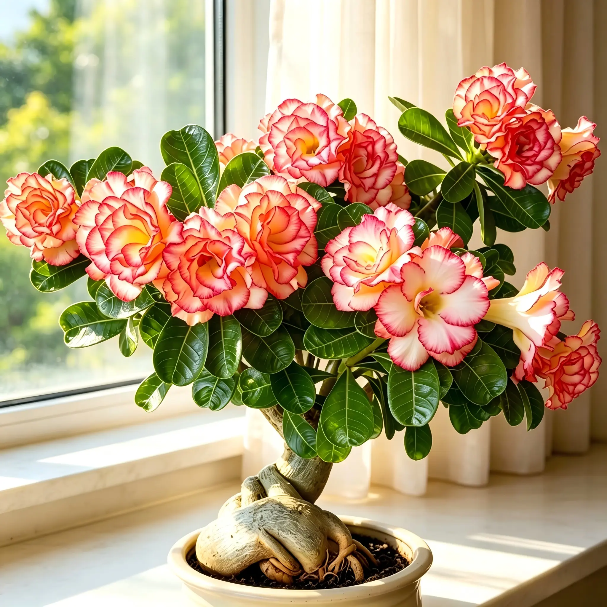 Desert Rose Adenium Plant - Unique Caudex Flowering Plant for Indoor Home Decor, Sunny Garden