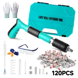 Manual Mini Steel Nail Gun with 100 Nails, 5-Gear Power Adjustment, Compact Hand Tool for Household Woodworking & Light Wall Mounting (Tools & Hardware Category)