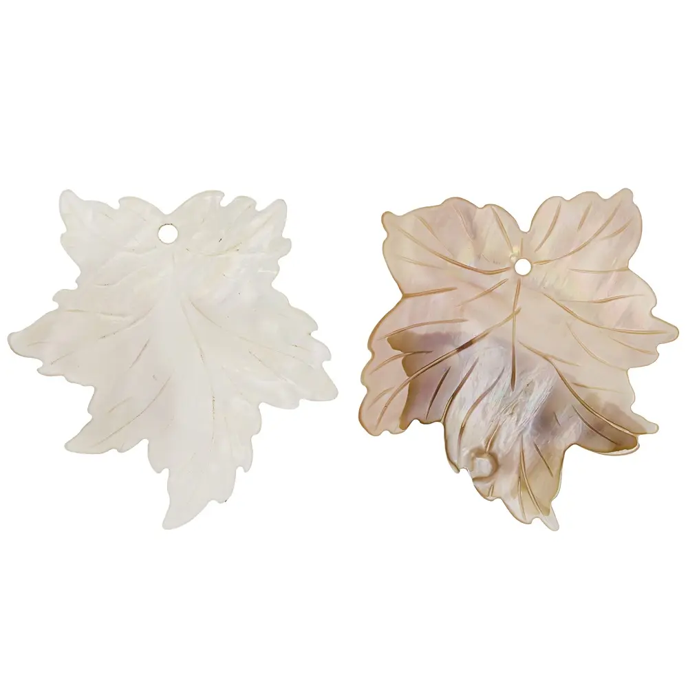 JTV Large Shell Carved Leaf-Shape Focal Bead Set of 2, for DIY Beading, Jewelry Making & Crafting Projects