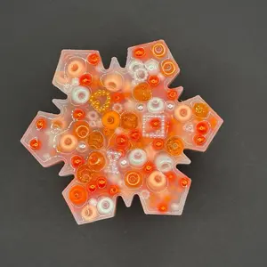 Orange Silicone Snowflake Picky Pad for Anxiety, Stress Relief, and Skin or Hair Picking, ADHD toy- Soft and Gentle Design fidgets adhd toy