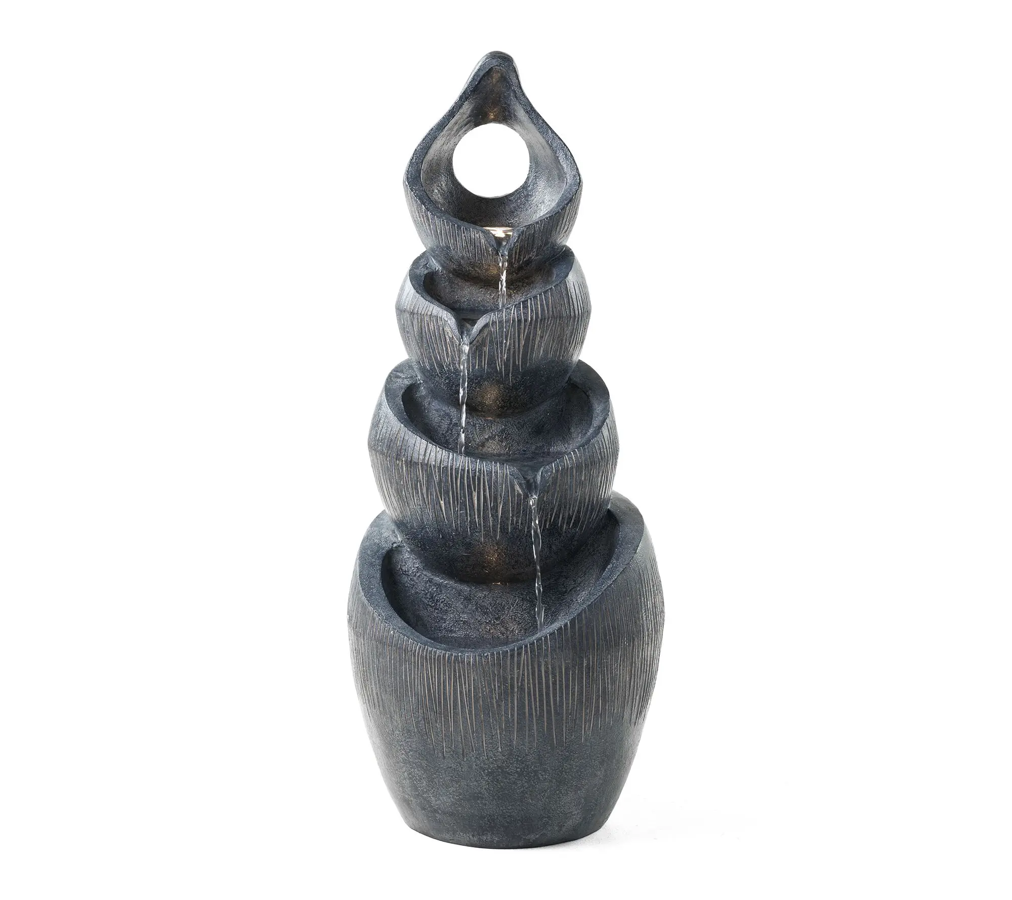 Glitzhome 34"H 4-Tiered Zen-Style Alms Bowl Outdoor Fountain