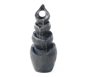 Glitzhome 34"H 4-Tiered Zen-Style Alms Bowl Outdoor Fountain