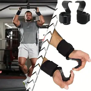Lifting Hooks with 8mm Padded Neoprene Wristbands for Men & Women - Adjustable Straps for Weightlifting & Pull-Up Bars - Comfortable & Durable Fitness Training Straps