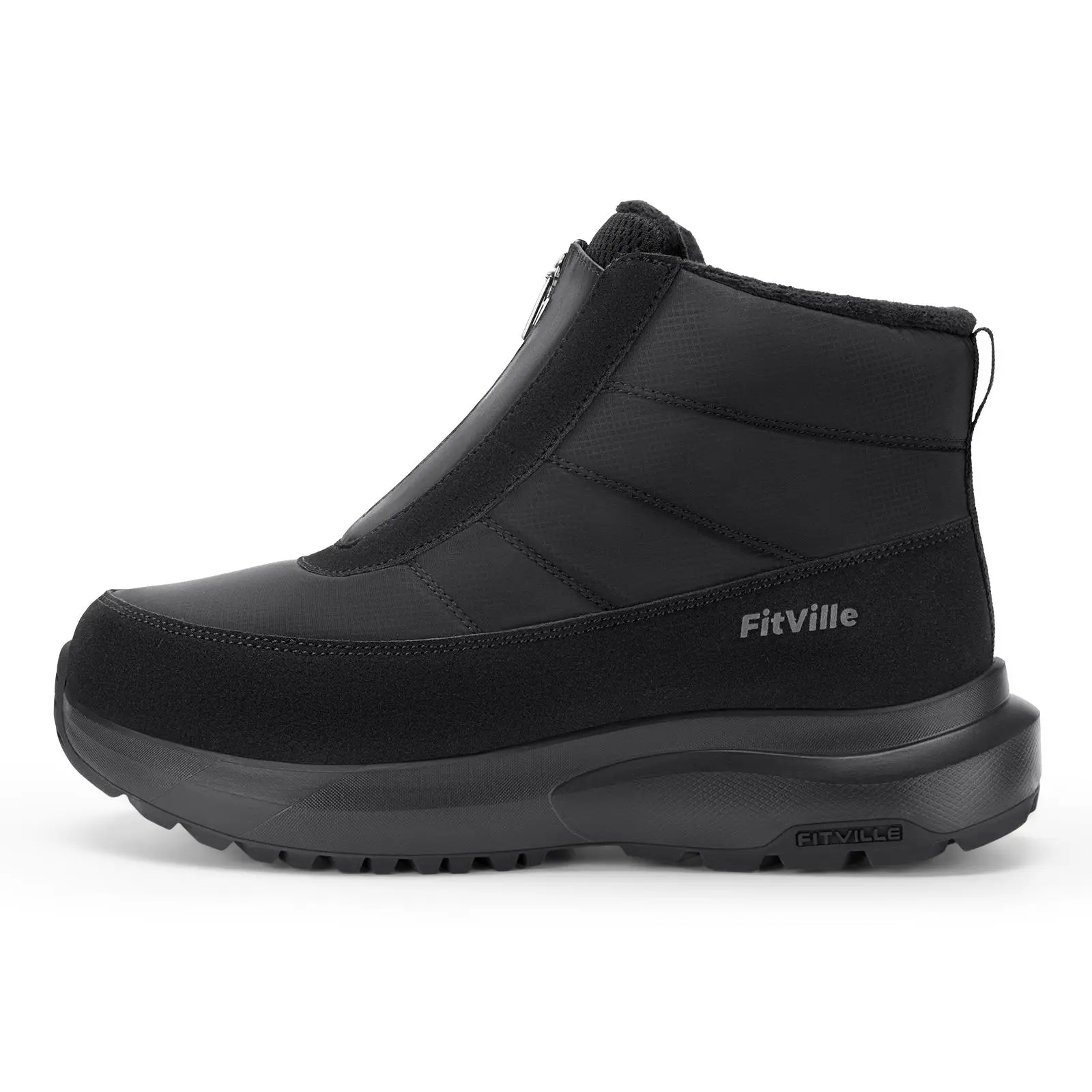 FitVille Women's Extra Wide Winter Boots Zipper Warm Insulated Snow Boots for Women Wide Width, Water Resistant, All-Day Comfort