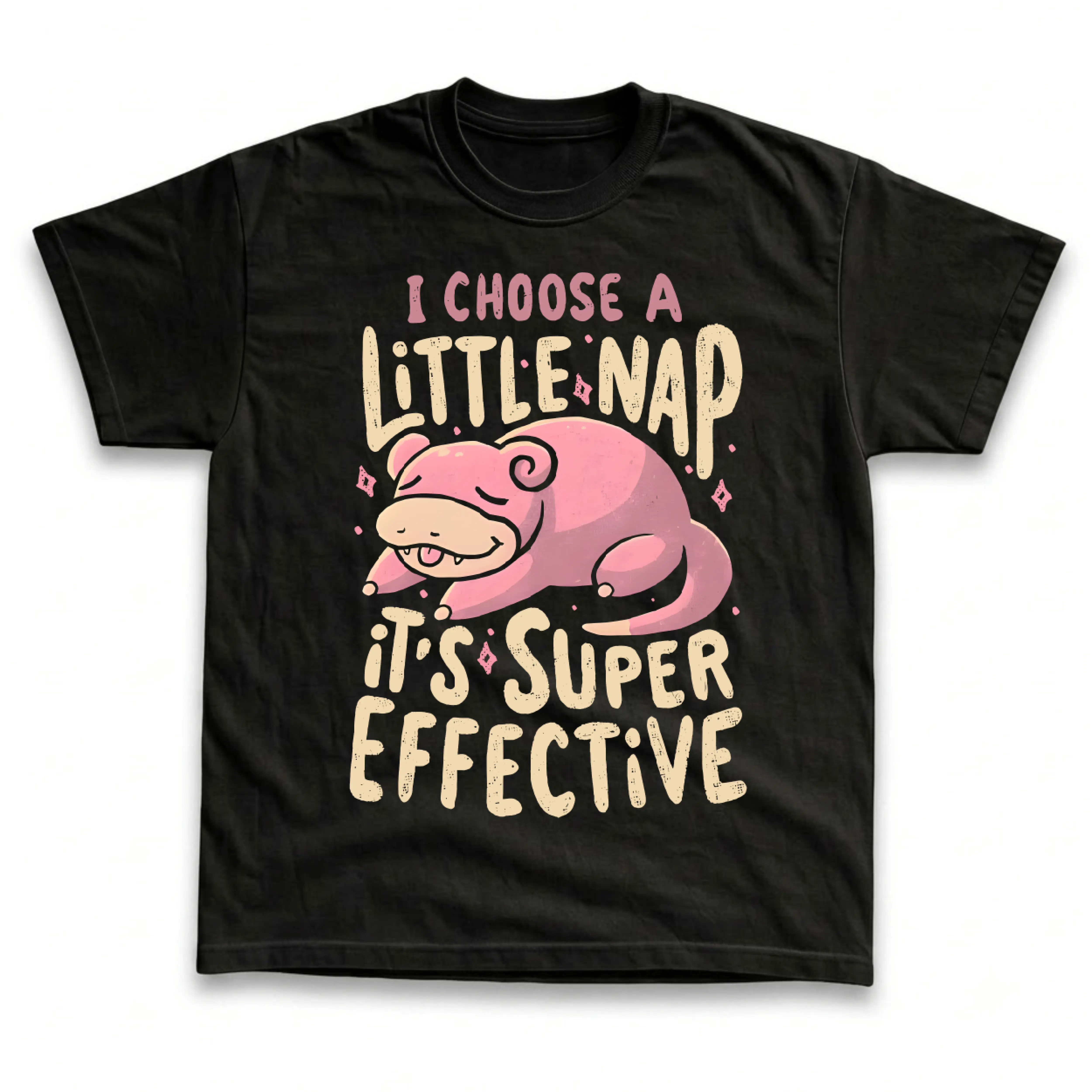 Men's and Women's T-Shirt, Vintage I Choose a Little Nap Graphic Tee, Pokebon Slowpokee T-Shirt, Unisex Gift Manga Anime Tshirt, Gothic Grunge Y2K Emo Scene Amity Affliction Style Clothes Menswear Womenswear Streetwear