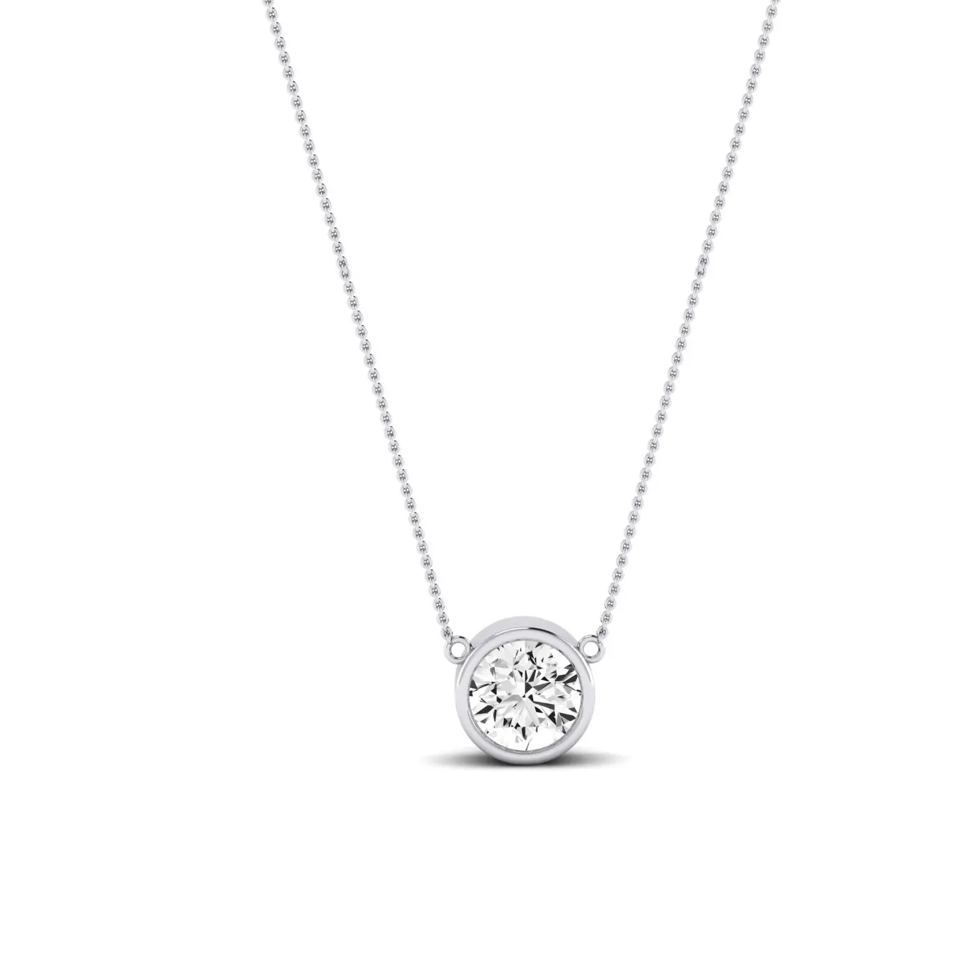 Vernal Bezel Set Lab Diamond Solitaire Necklace