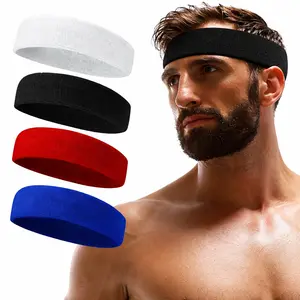 Terry Cloth Sports Sweatband for Men & Women Moisture Wicking Headband for Gym Basketball Running Sports Terry Cloth Headband - Workout Sweatband